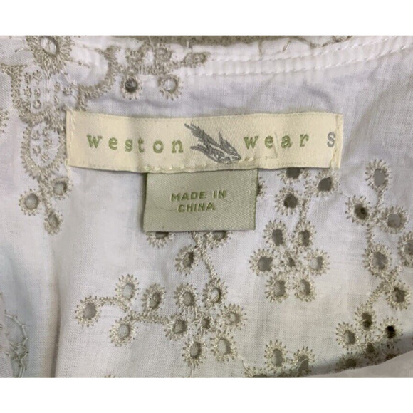 Weston Wear Anthropologie Blouse Womens Small White Eyelet Boho Cotton RuffleTop - Picture 5 of 8